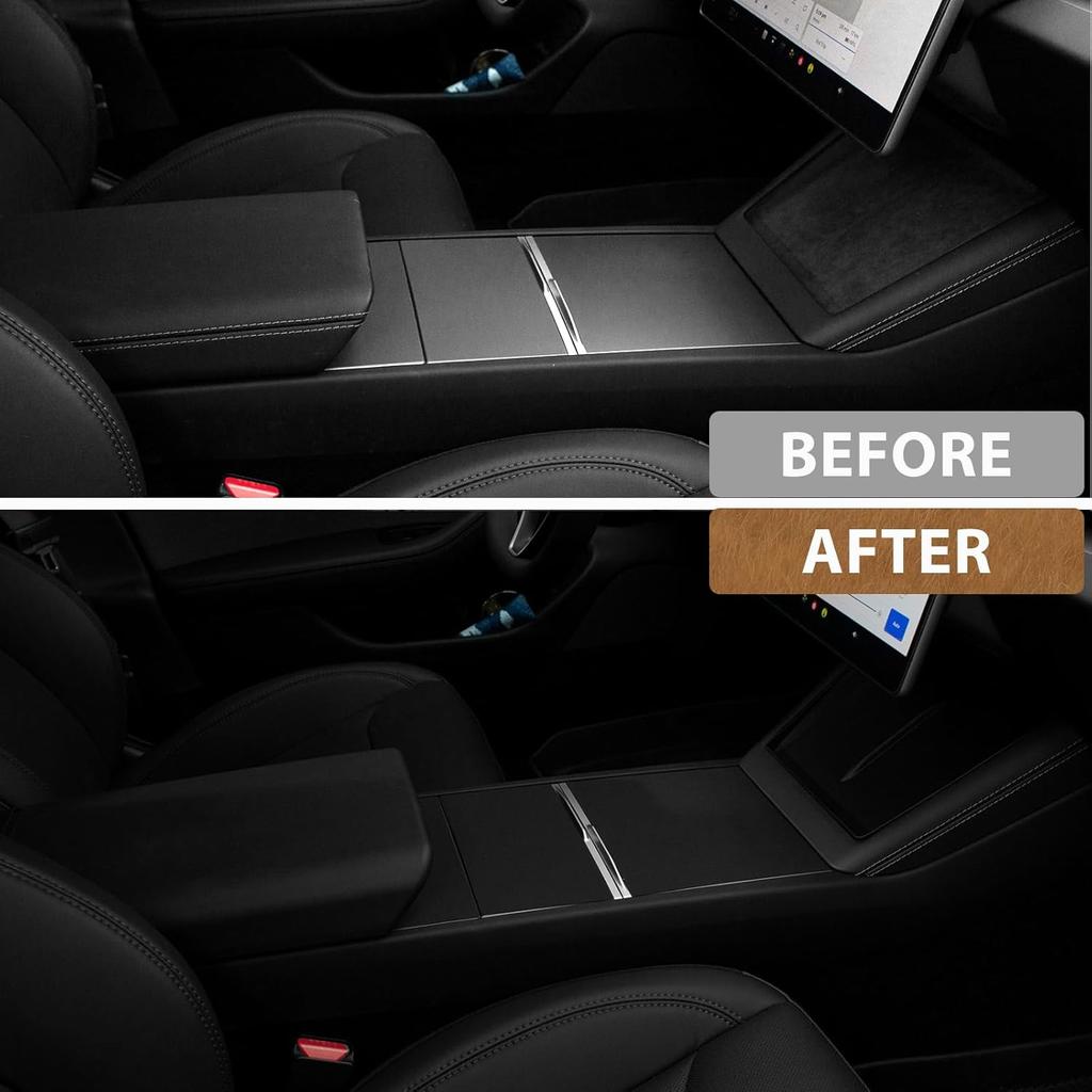 Center Console Cover 3Pcs Set for Tesla Model 3 Highland Model Y Juniper Wireless Charger Mat Armrest Cover Center Console Pad