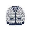 MLB Monogram Sweaters Unisex Blue White Lettering V Neck Moderate Cardigan (Unisex) Sweaters 3AKCM0121 50CRS