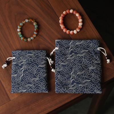Washable Linen-cotton Jewelry Storage Bag Chinese Style Portable Bracelet Bead Bag Dustproof Cord Pull Bag Bracelet