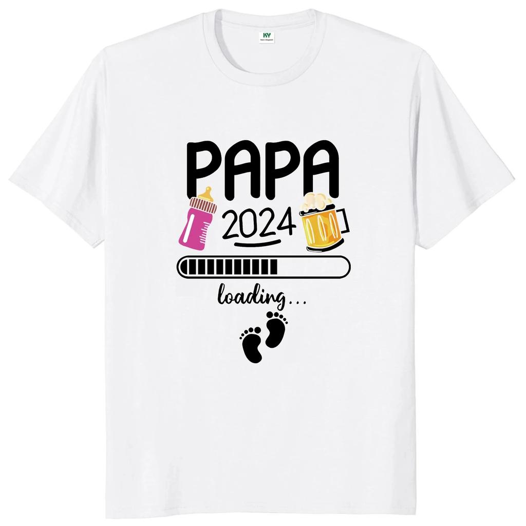 Papa 2024 2025 T Shirt Funny Future Dad Beer Lovers Gift Tee Tops 100% Cotton Unisex O-neck Oversized T-shirts EU Size