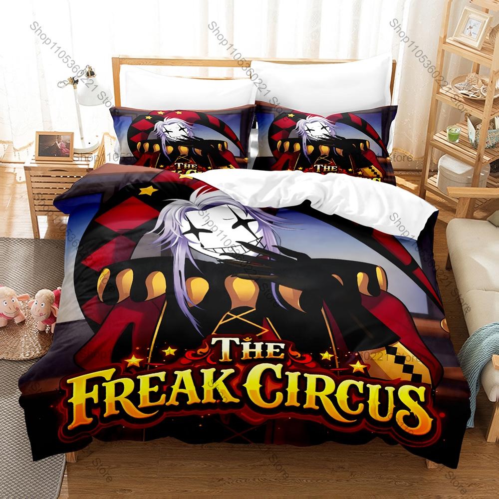 Cool Spooky The Freak Circus Printed Bedding Kit 3PCS Duvet Cover & 2 Pillow Covers Breathable Soft Bed Linens Room Ornament