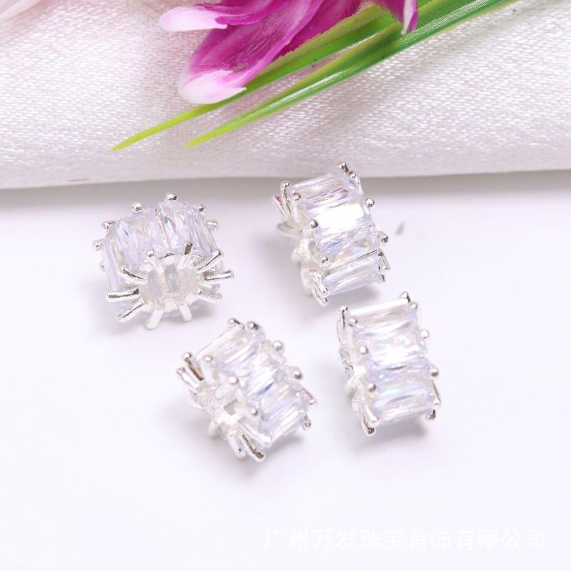 Copper-plated K gold color-retaining zircon double-layer Jinba spacer, large hole bead spacer, bucket bead wheel beaded bracelet accessories