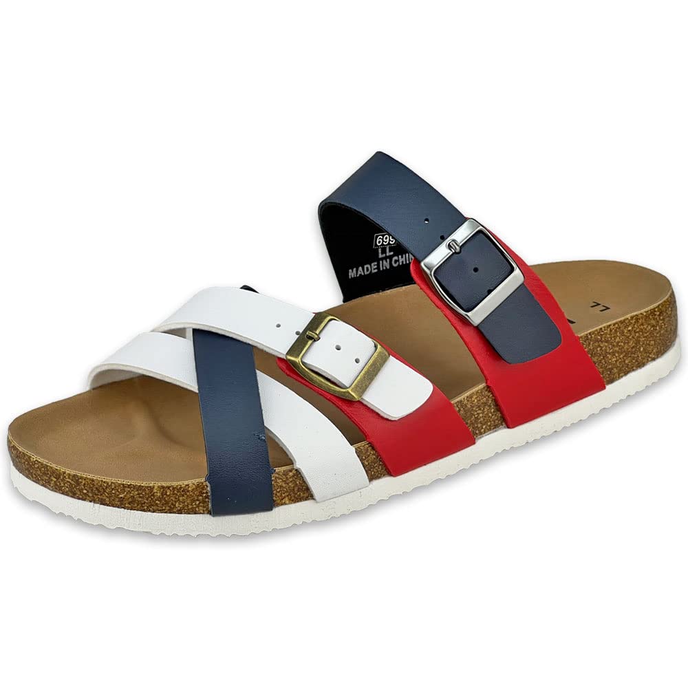 Dect Clog Comfort Sandals with Thick Stylish Men's Sandals, Footbed, Lightweight, Cushioned, Sole, (Tricolor, L)