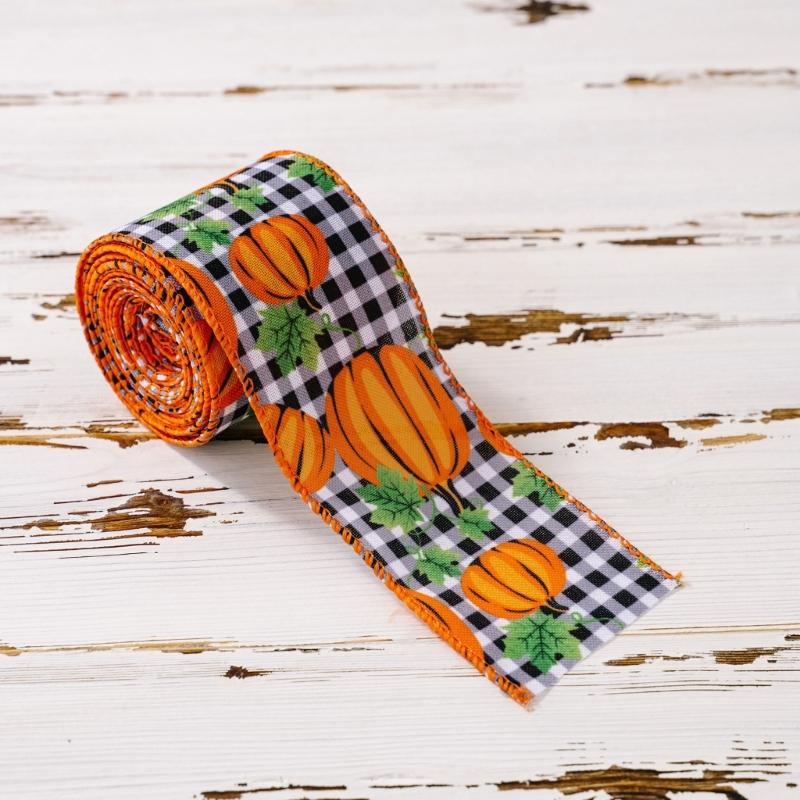 Thanksgiving 5 Yards Pumpkin Orange Ribbon for Crafting and Gift Wrapping Fall Harvest Polyester Ribbons