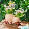 Smile Face Planter Resin Reading Lady Head Girl Face Flower Pot Double Head Succulent Planter with Drainage Hole for Home Office Balcony