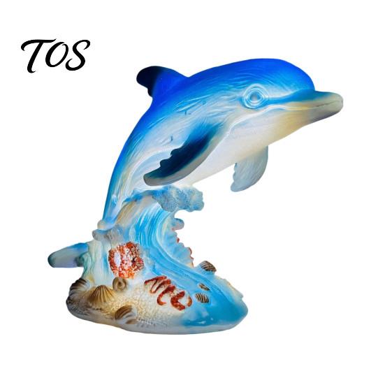 Compact Decorative Lamp for Shelf 3D Animal LED Night Light, Resin Dolphin Owl Lion Sculpture Table Creative Desktop Decor Office Lamp, USB