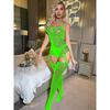 Sex underwear open crotch suspenders neck sexy perspective socks one-piece stockings women's hollow fishing net one-piece mesh