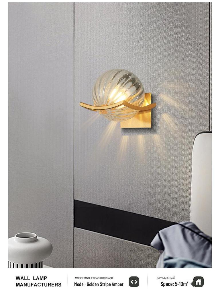 Nordic Style LED Glass Wall Lamp for Bedroom, Hallway & Living Room