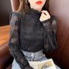 Women's Elegant Lace Long-Sleeve Base Layer Top, French Style, Plus Size, Autumn 2025 Collection