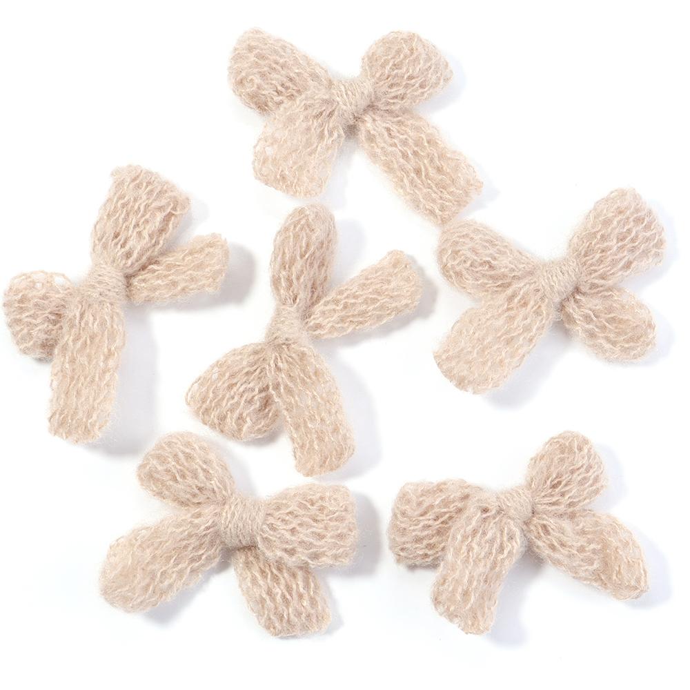 

10pcs Knitted Wool Bow Autumn Winter Sweet Double Layer Bowknot For Women Girls Plush Hairpin Edge Clip Headwear Hair Supplies хаки