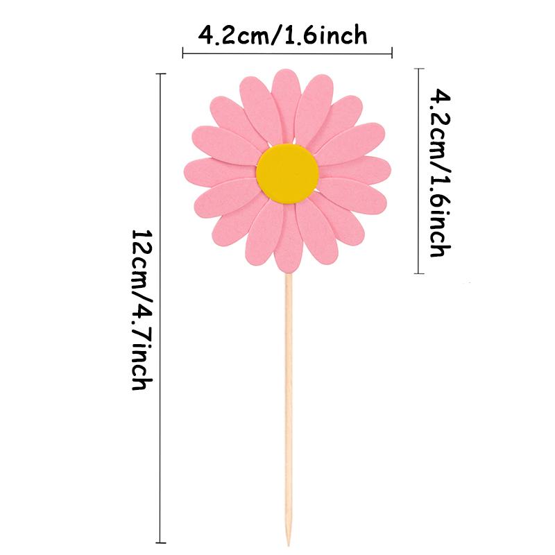 24 Stück Gänseblümchen Sonnenblume Kuchen Topper Party Dekorationszubehör Mädchen Gefallen Geburtstag Hochzeit Babyparty Party Cupcake Deko