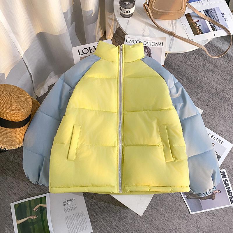 Down Cotton Clothes Women's New Winter Thickened Couple Cotton-padded Clothes Color Matching Bread Clothes