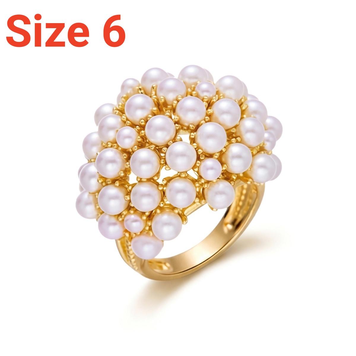 

Vintage Hollow Full Imitation Pearl Flower Finger Rings For Women Elegant Romantic Pearl Floral Ring Wedding Bands Party Jewelry