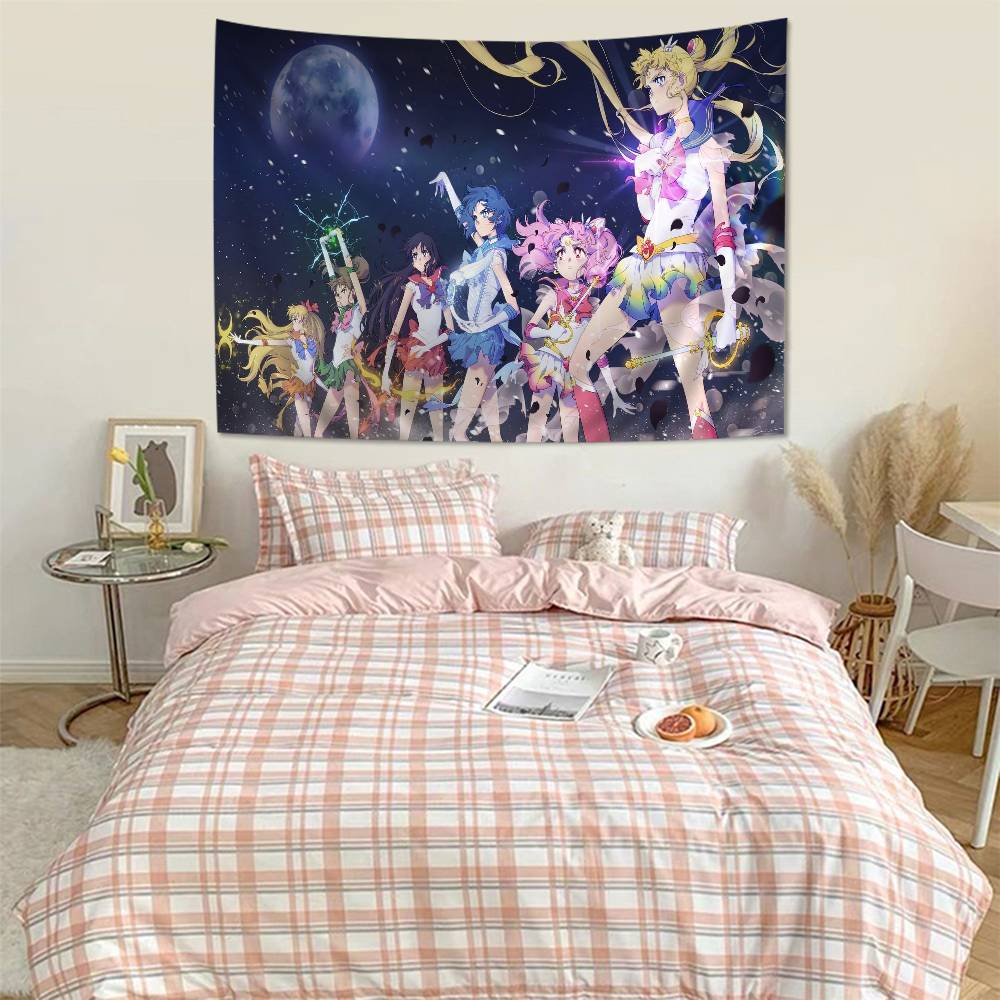SSailores Cute Girl Moon Colorful Tapestry Wall Hanging Hanging Tarot Hippie Wall Rugs Dorm Wall Art Decor