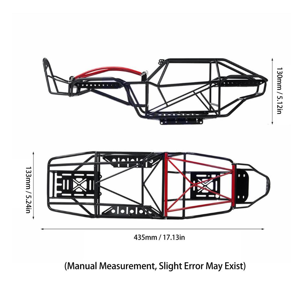 RC Metal Roll Cage Black Strong Metal Better Traction Road Holding RC Car Chassis Frame for Axial Capra Kit 1.9UTB