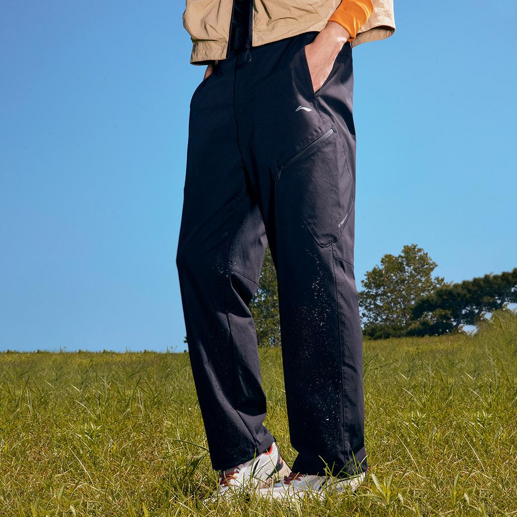 Li-Ning Fitness Series Straight Leg Woven Sports Mid-Rise Casual Pants Men bottoms Black AYKU743-1