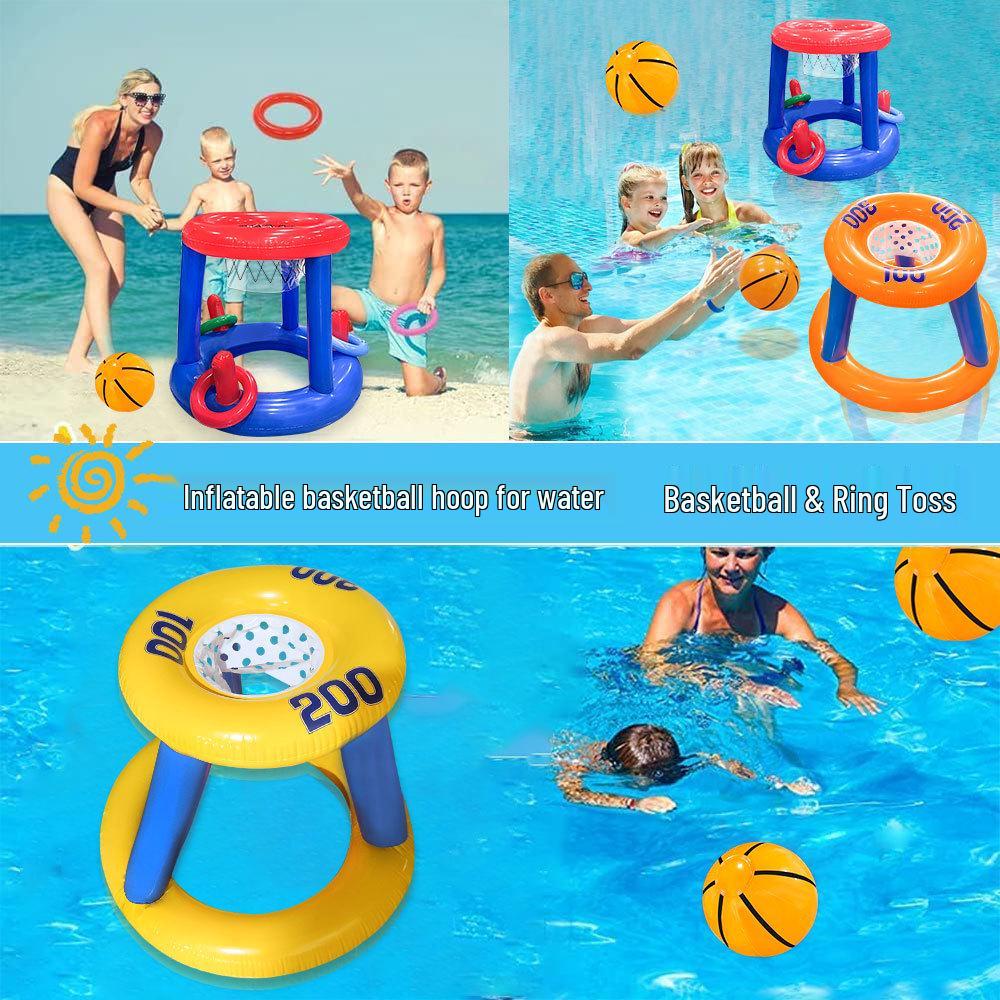 PVC Inflatable Basketball Hoop Toy for Outdoor Parent-Child Water Ring Toss Game