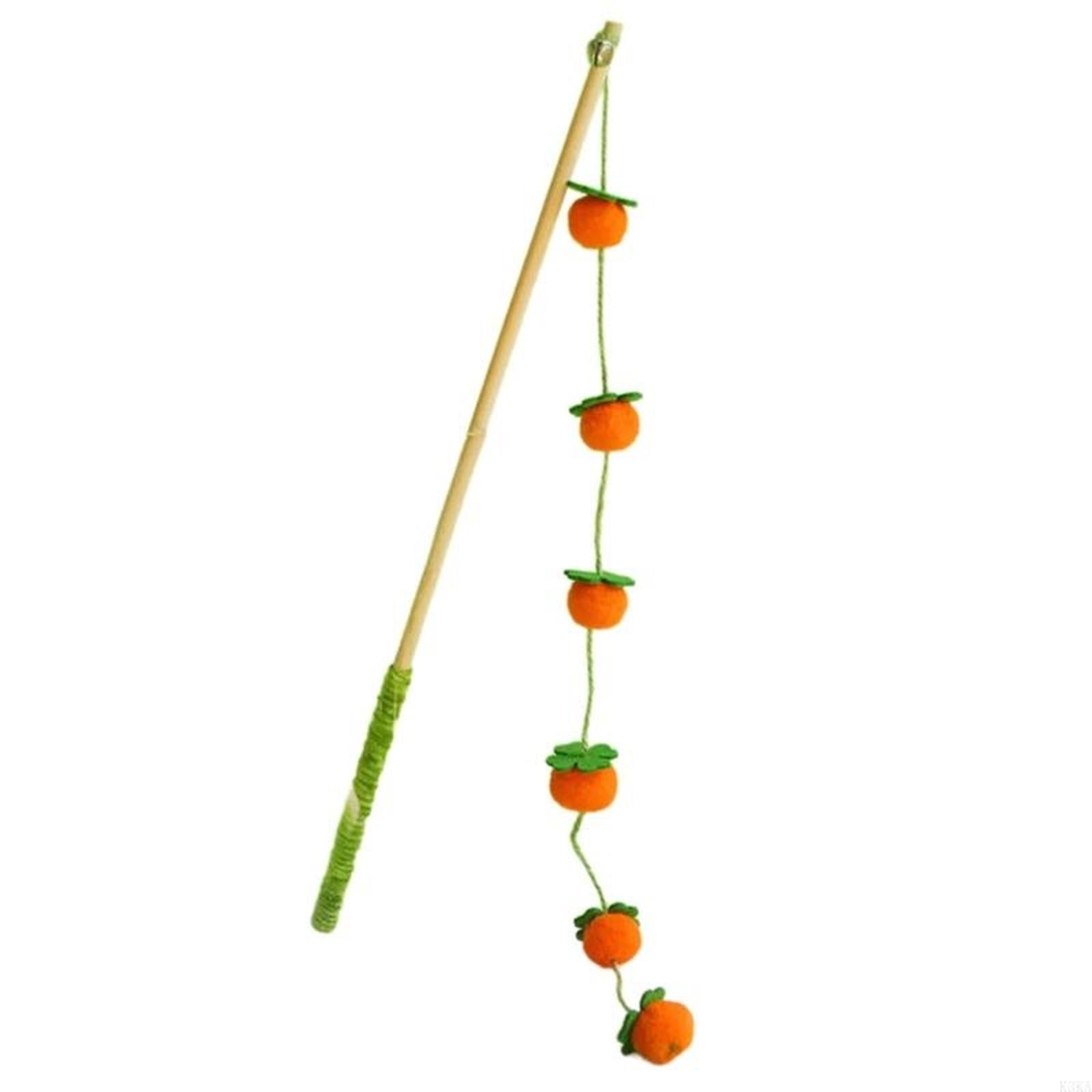 

Игрушка-тизер: Длинная палка из массива дерева с колокольчиком, дизайн фруктов, устойчивая к царапинам One Size