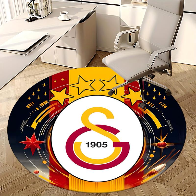 Galatasaray Logo,Football Club Crest Chair mat Round Rug Office carpet, Machine Washable, Non slip, Suitable for Living Rooms, Bedrooms