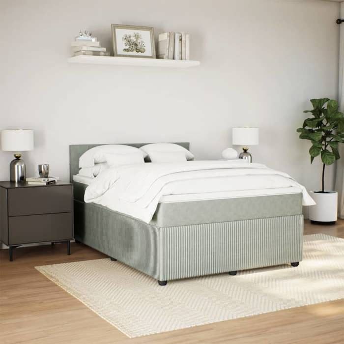 VidaXL Sommier à lattes de lit et matelas Gris clair 160x200cm Velours 3287782