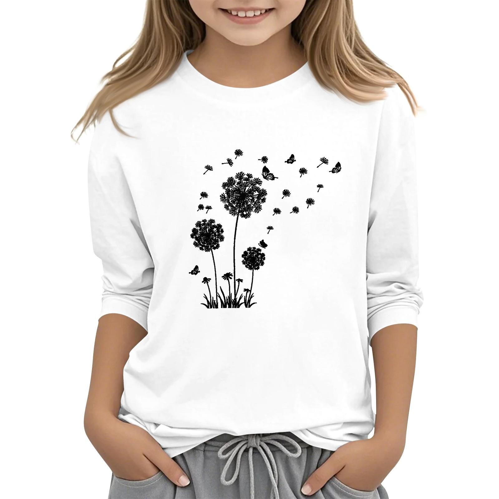 

Детская футболка с круглым вырезом и рукавами 7-точечной вязки, модная повседневная футболка с принтом 120 белый