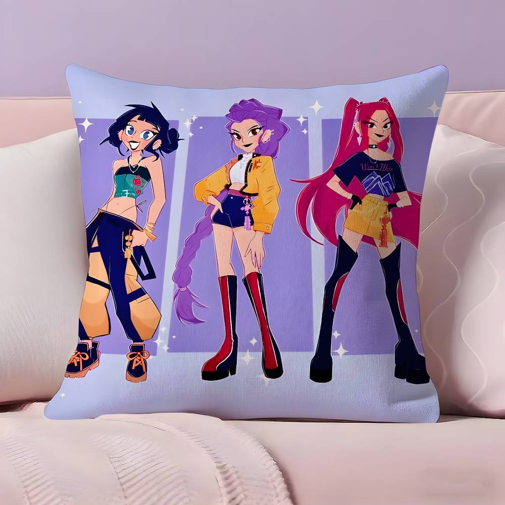 Hot Kpop Demon Hunters Cartoon Pillow Covers Decorative Home Print Square Pillow Bedroom Room Decoration Pillowcase