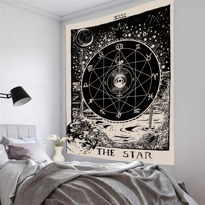 Retro Mandala Sonne Mond Astrologie Muster Tapisserie Hause Wohnzimmer Schlafsaal Schlafzimmer Wand Dekor Hintergrund Tuch Tapisserie