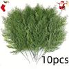 10Pcs Artificial Pine Branches, Dense Green Needles, Extra-Long 13.5inch, Made Of Thickened Plastic Material - Suitable For Indoor And Outdoor Use