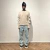 European and American New Street Retro Personalized Cross Knitted Sweater Men's High Street Goth Loose Versatile Sweater