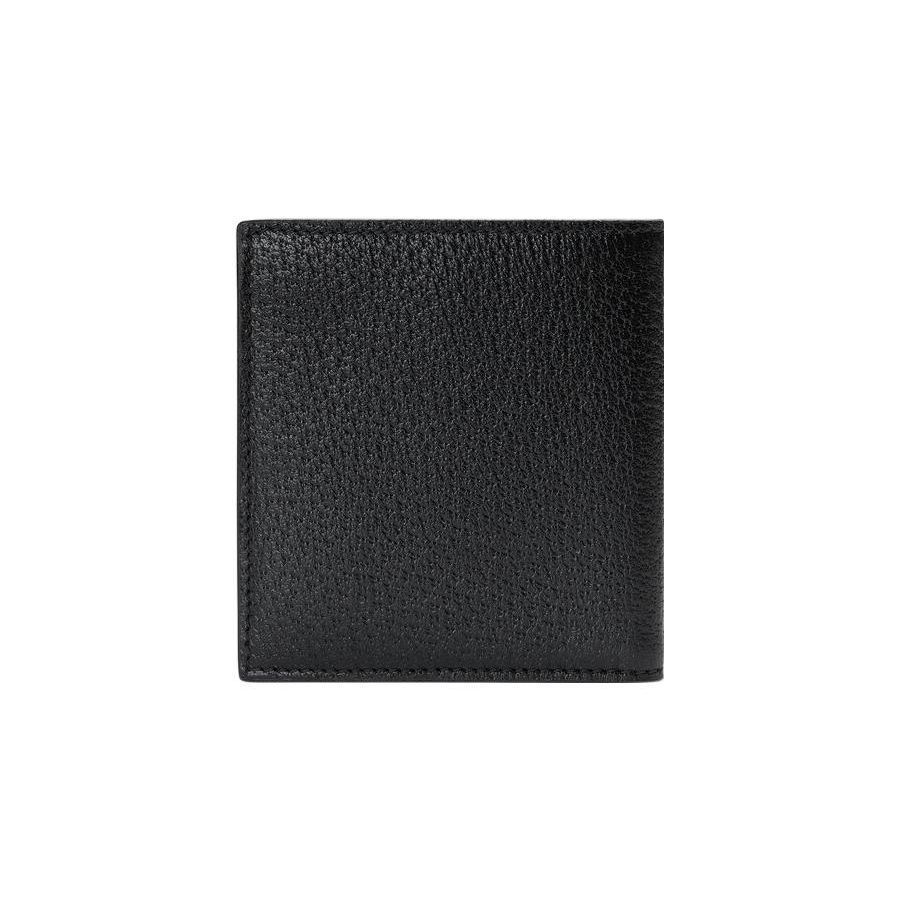 Gucci GG Marmont Bi-Fold Geldbörse, Schwarzes strukturiertes Leder mit mattschwarzer GG-Hardware, Schlanke kurze Herren-Geldbörse für den täglichen Gebrauch 722737-1T56F-1000