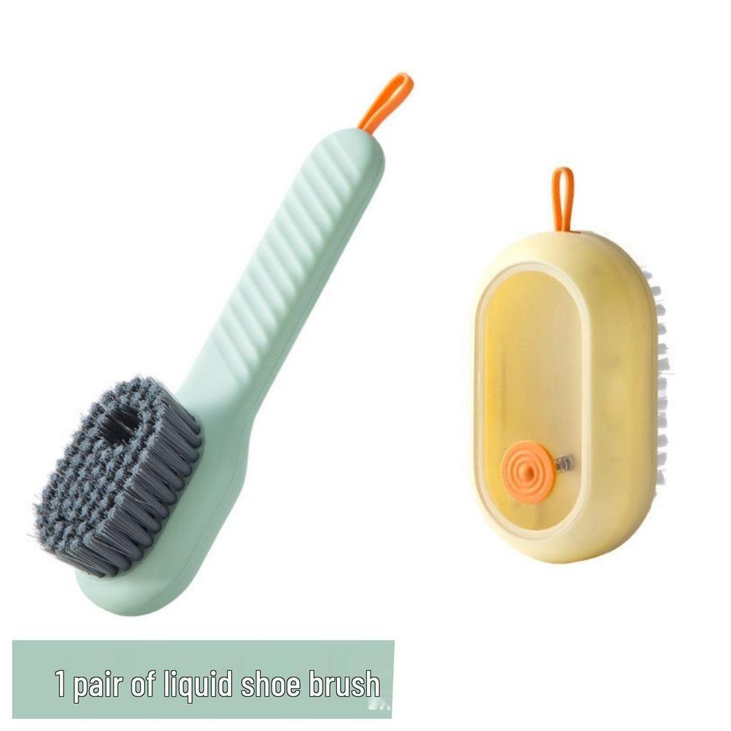 Long-Handled Multifunctional Soft Bristle Shoe Brush – Color-Blocking Laundry Brush, Gentle On Shoes, with Liquid-Adding Feature.