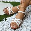 Women's Simple Round-toe Open-toe Sandals 2026 Summer New Fashion Comfortable Solid Color with Women's Shoes Large Size 43