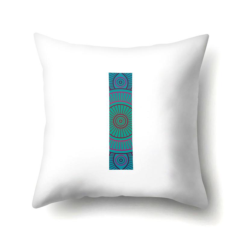 Polyester Pillowcase Home Geometric Striped Print Pillowcase 26 English Letter Cushion Cover