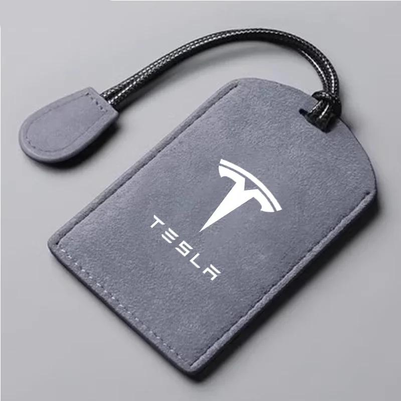 

Car Sticker 2025 New Tesla Suede Car NFC Card Key Case Cover Key Shell Holder Protector Bag For Tesla Model 3 Y 2020 Keychain Ca