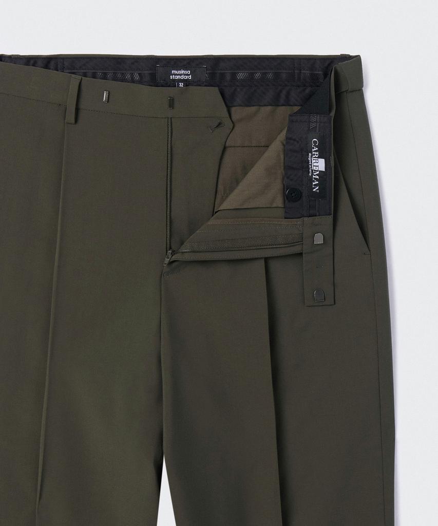 Musinsa Standard Light Plain One-Pleat Wide Hidden Banding Slacks [Dusty Khaki]