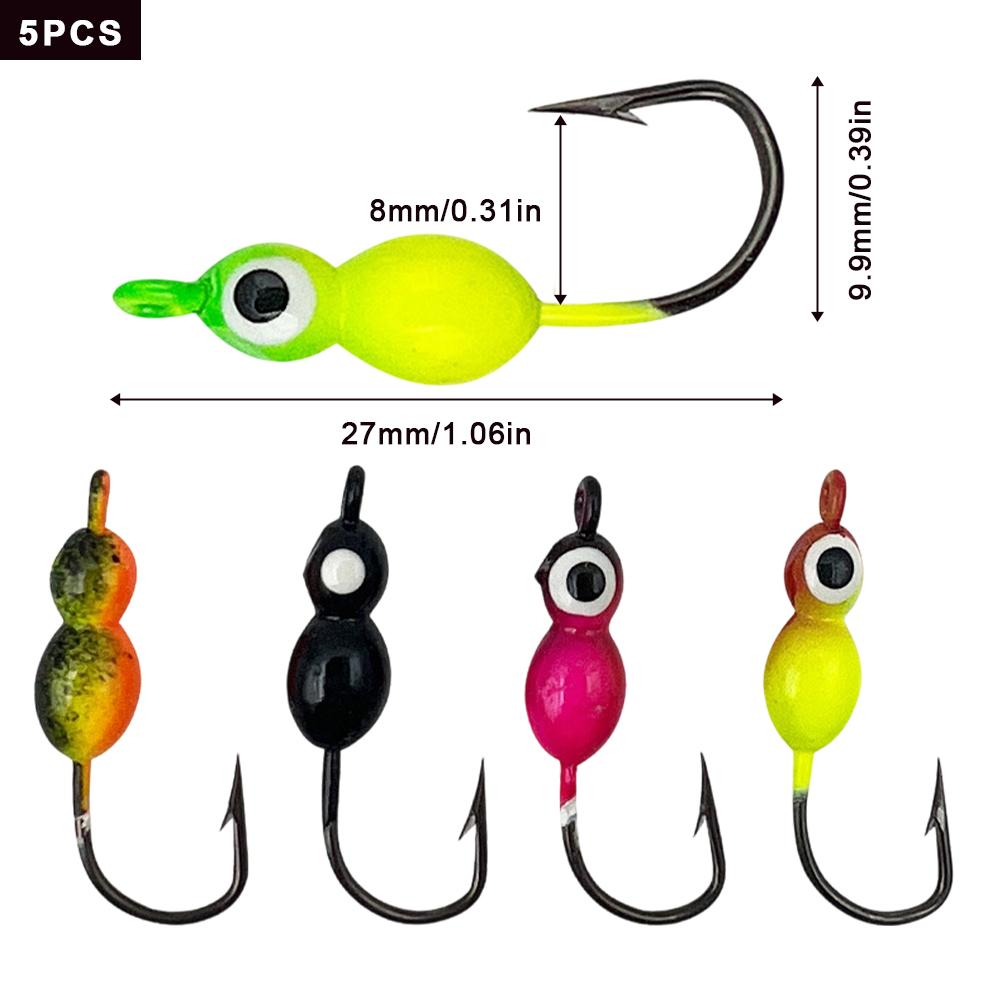 5PCS/Bag Lure Mini Ice Fishing Jigs Sharp Hook Tip with Strong Penetration Glow-in-the-Dark Jighead Hook Lure Fishing Tackle