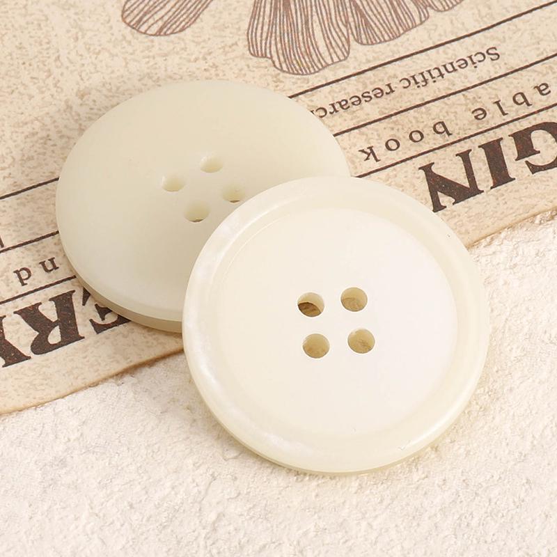 Versatile Beige Resin Coat Buttons: Summer Wear Woolen Round Four-Hole Design for Men and Women