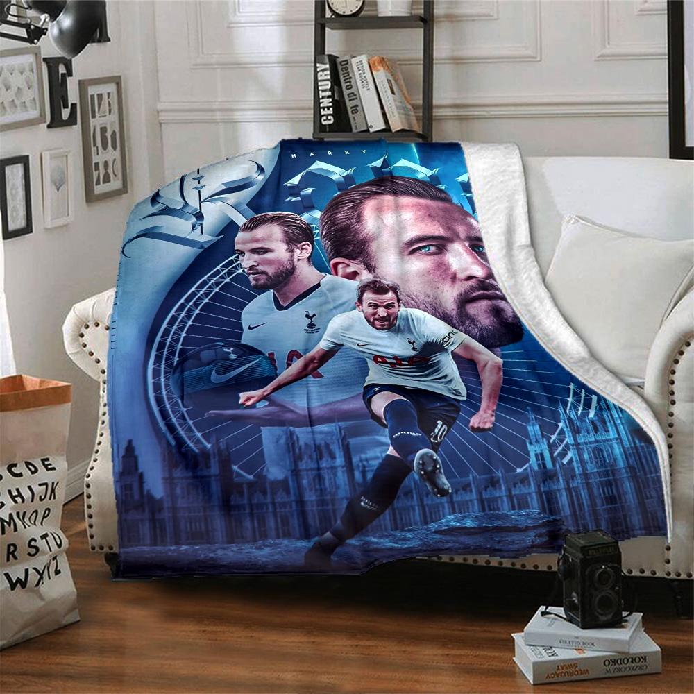 Blue Tone Football Player City Background Collage Flannel Throw Blanket, Soft Warm Cozy Bed Sofa Cover for Sports Fan Home