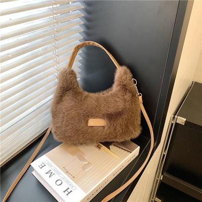 Herbst/Winter Plüsch Damen Trendige Braunbär Schulter- & Umhängetasche