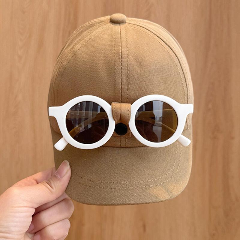 Removable Glasses Baby Spring and Summer New Short-brimmed Sun Protection Baseball Cap for Boys and Girls Trendy Sun Protection Casual Baseball Cap
