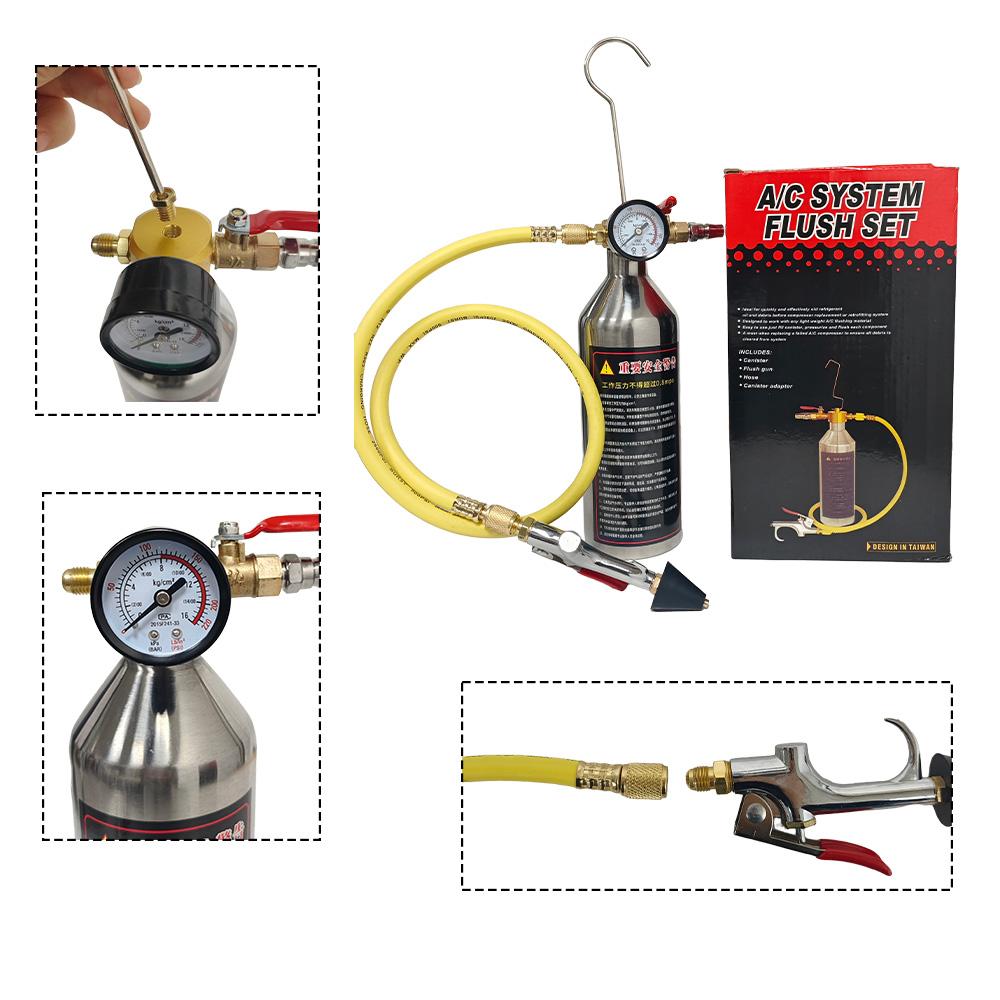 Car Air Conditioning Cleaning Tool Set A/C Flush Canister Gun for Auto Vehicle Repair & Maintenance