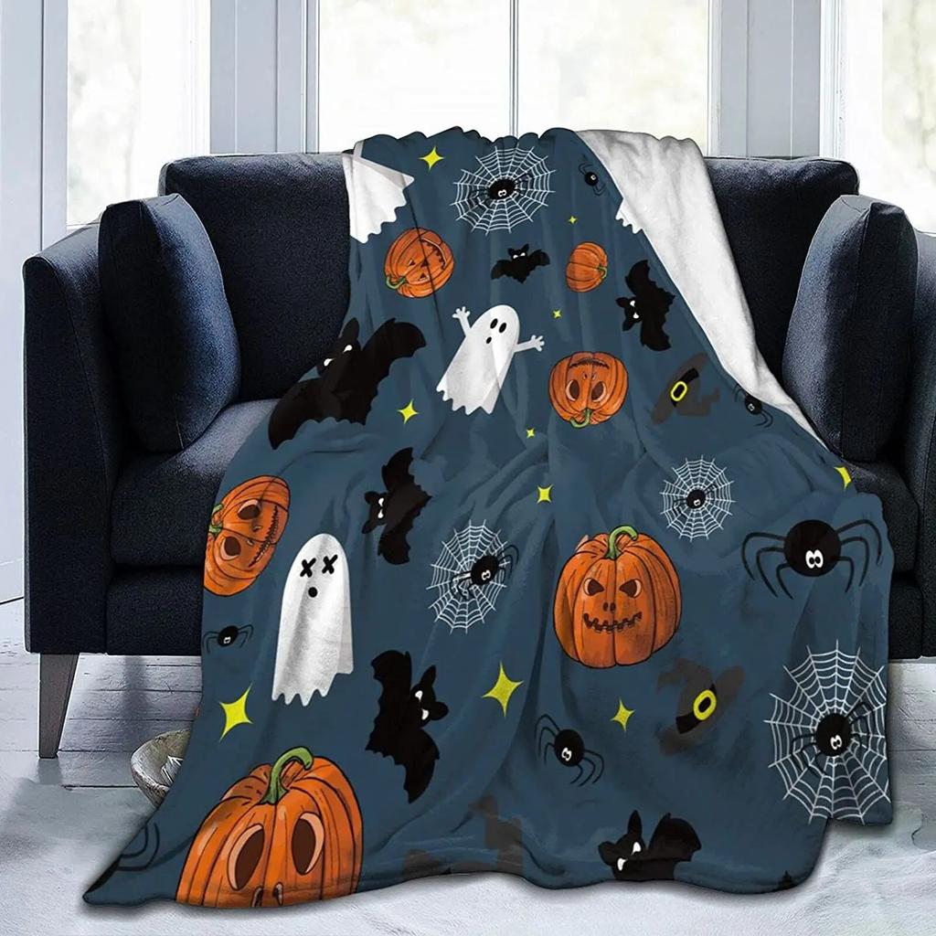 Fall Pumpkin Autumn Leaves Soft Throw Blanket Lightweight Flannel Fleece Blanket for Couch Bed Sofa