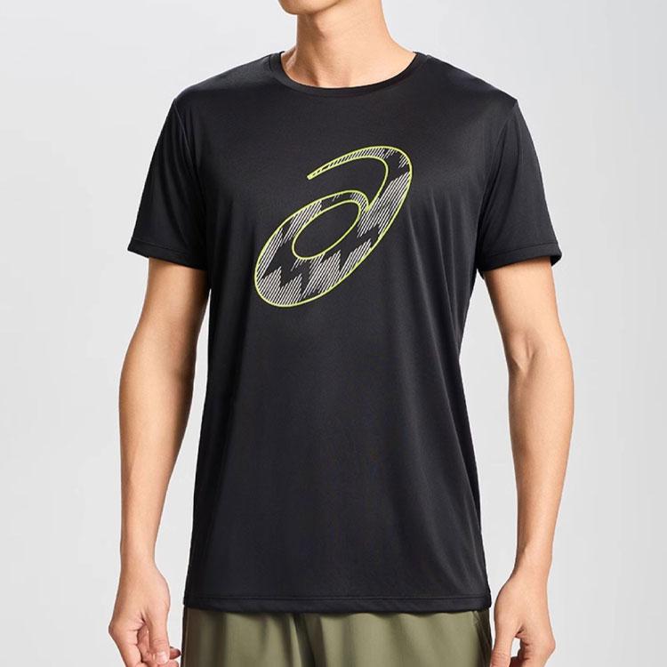 Asics Logo Crew Neck Pullover Comfortable Sweat-Absorbent Breathable Casual Sports Short Sleeve T-Shirt Men Tops Black 2011D076-001
