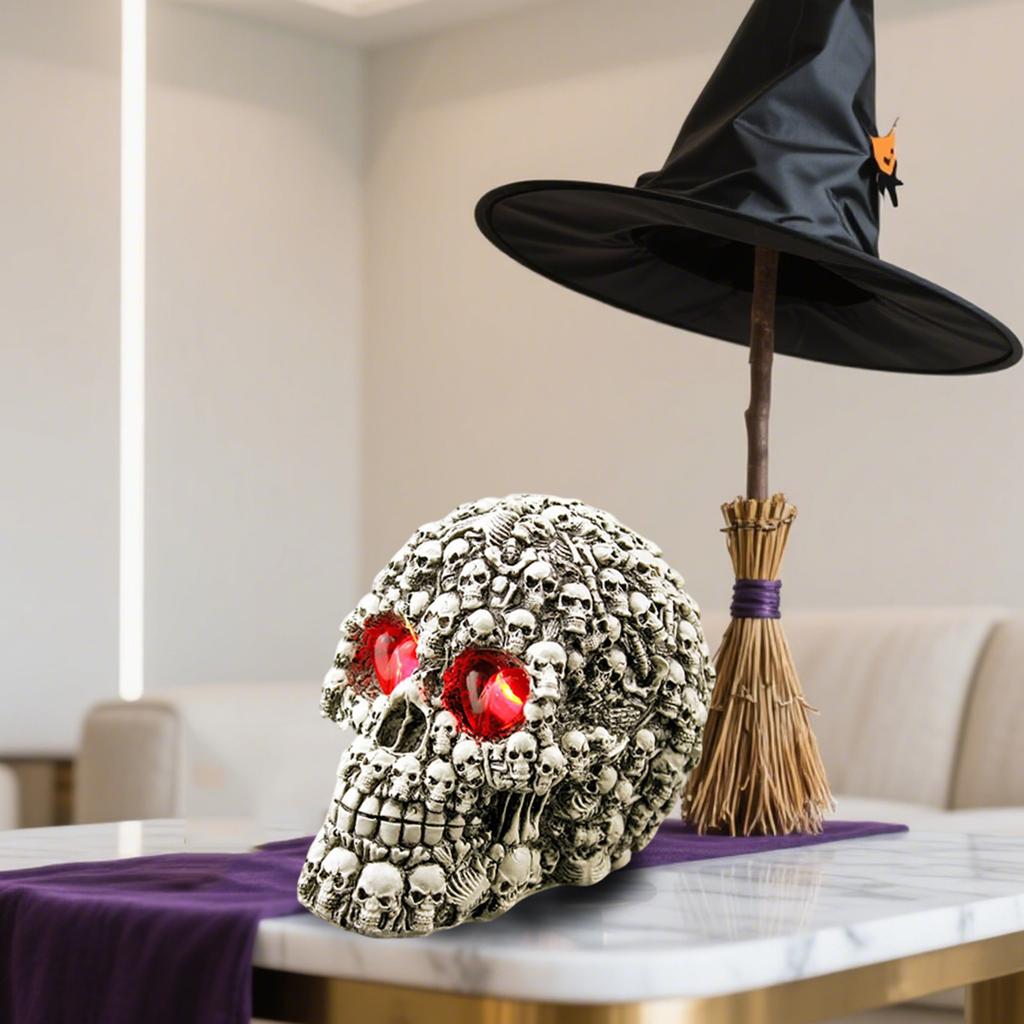 For Halloween Decoration Outdoor Indoor,Life Size Human Sculpture With LED Light Up Glowing Eyes,Resin Head Halloween Ornaments