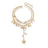 Holiday Style Pearl Conch Shell BL Chain Necklace Beach Ocean Style Alloy Collarbone Chain Fashion Retro Niche Design Women's Jewellery