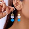 Fashion Acrylic Starfish Shell Pendant Earrings For Women Cute Goldfish Turtle Unique Dangle Earring Party Personality Jewelry