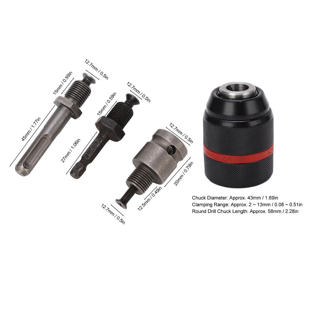 1/2-20UNF Mount Keyless Drill Chuck 2-13mm Capacity Quick Change Chuck For Hammer Drill