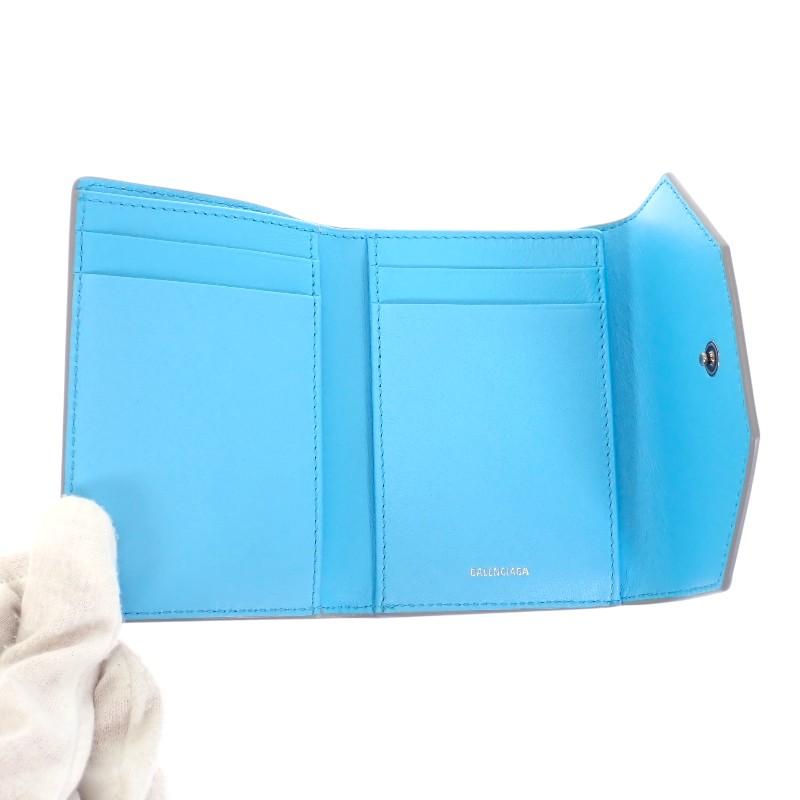 BALENCIAGA  7861732AABX1164 Tri-fold wallet gray/blue Calfskin Women