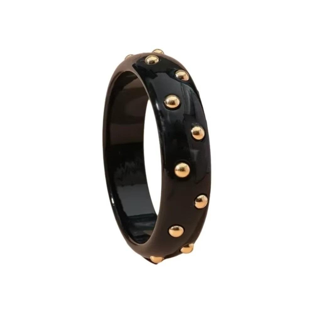 Gold Beads Stackable Bangle Round Shape Wrist Jewelry Fashion Wide Resin Bracelet Commute