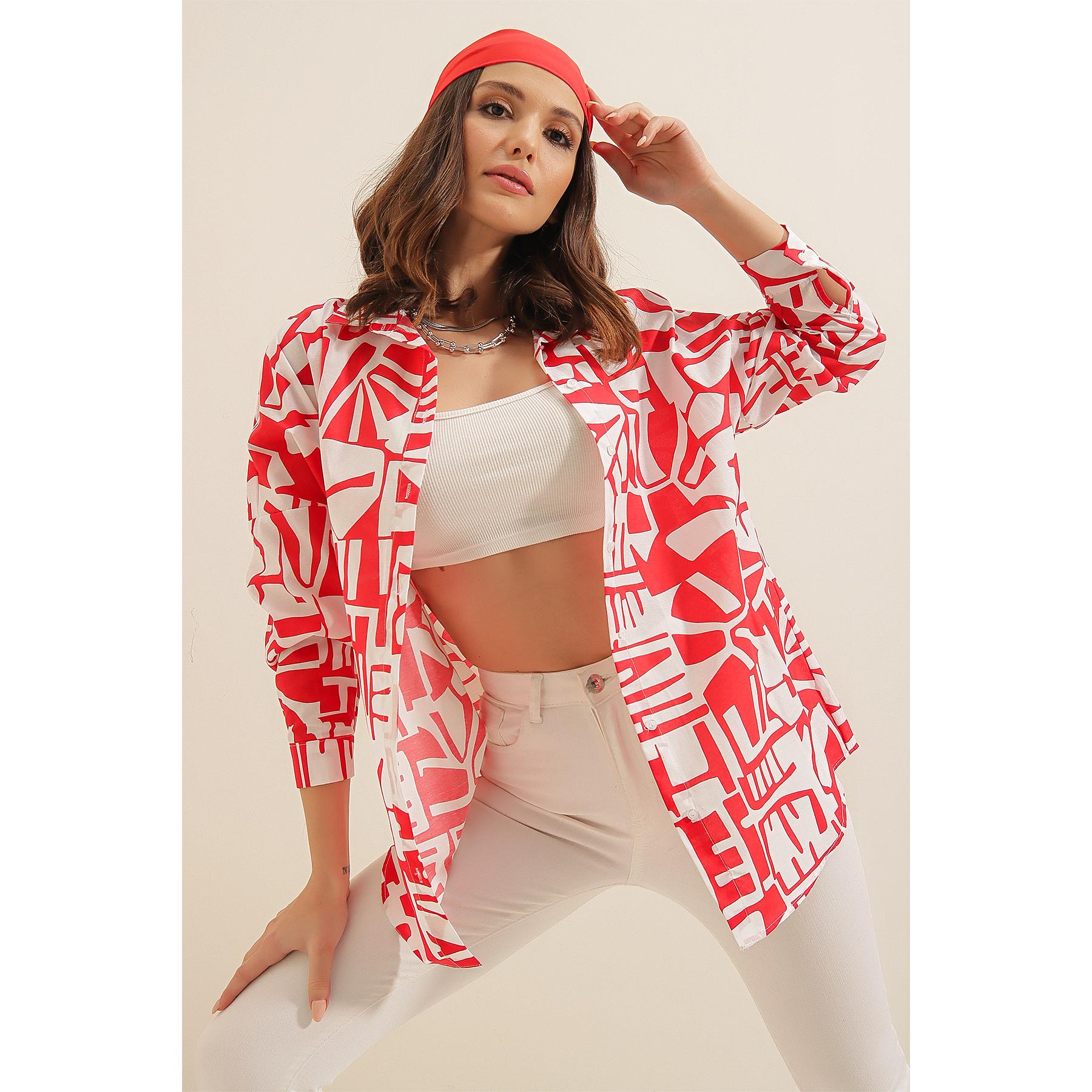 

Рубашка оверсайз с смешанным рисунком